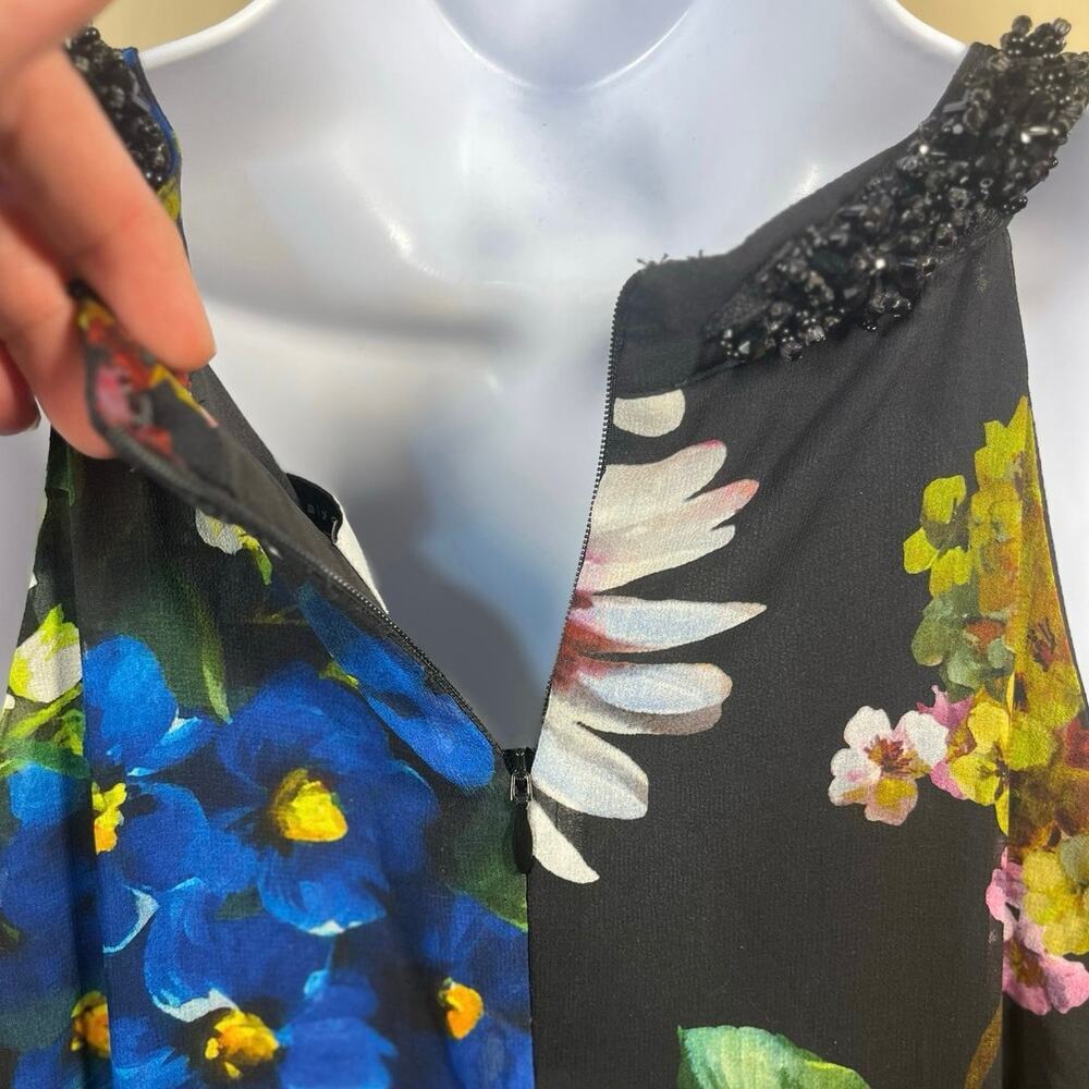 NWT Teri Jon Rickie Freeman Beaded Sleeveless Floral Maxi Dress Gown Sz 12 $760 - Picture 10 of 15